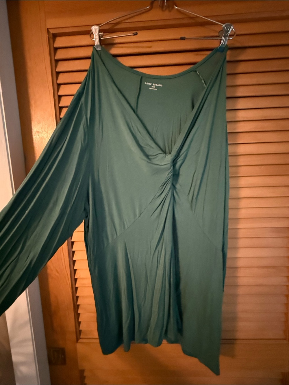 Lane Bryant Teal Twist-Front Long Sleeve Top
